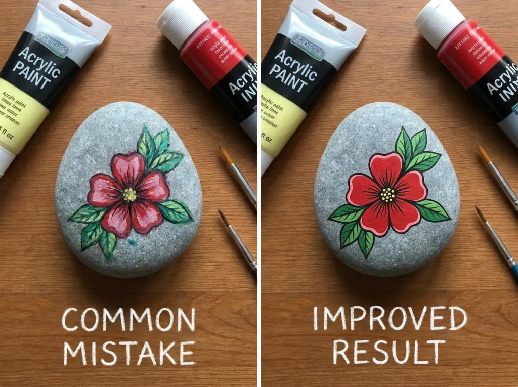 Common rock painting mistakes compared with better results