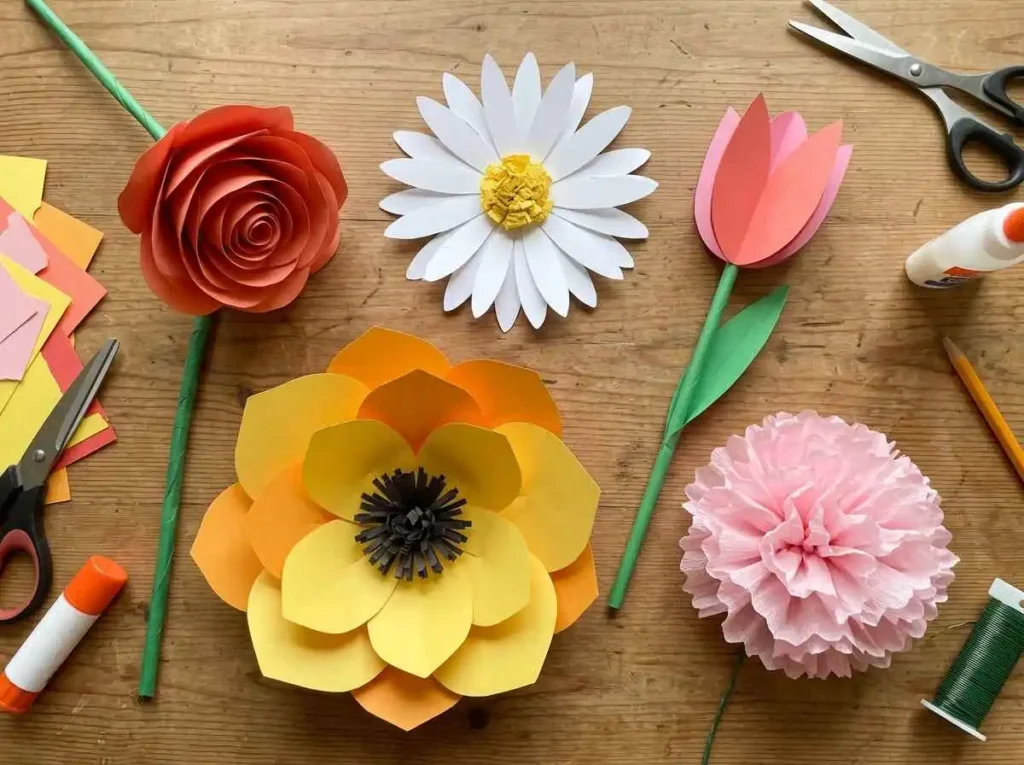 Easy paper flower ideas made without Cricut for beginners