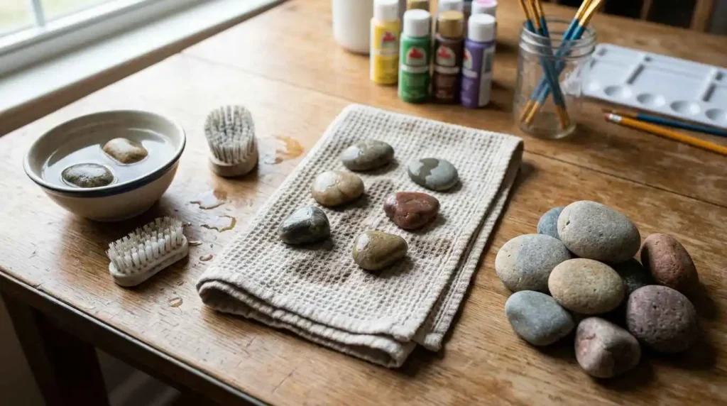 How to prepare rocks before painting with clean smooth stones ready for artwork
