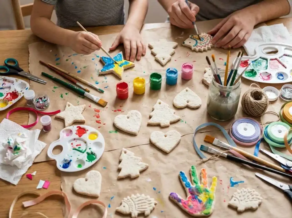 Painting and decorating dried salt dough crafts