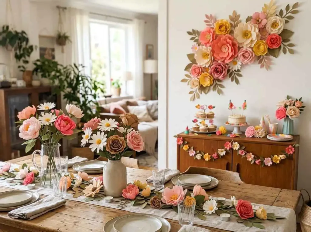 Paper flower decoration ideas for walls parties and home decor