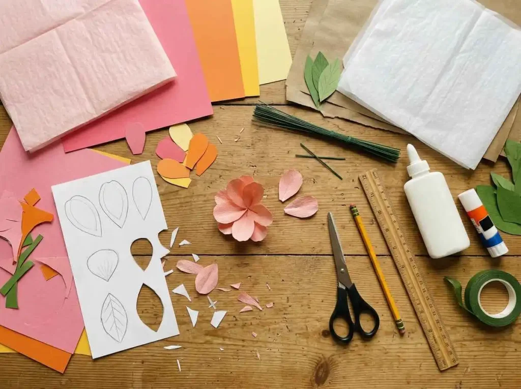 Supplies needed for making paper flowers without Cricut