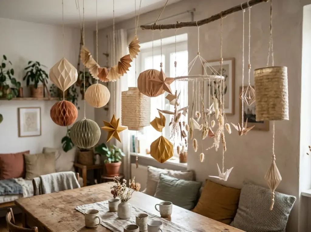 DIY paper lanterns and hanging decorations for home interior