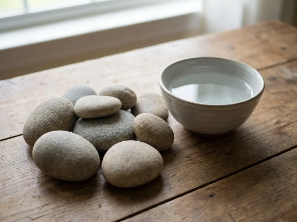 Preparing smooth rocks before starting a kids rock painting project
