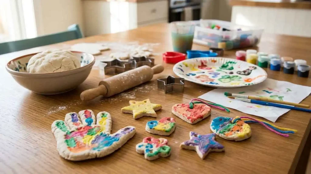 Salt dough recipe for kids crafts with homemade decorations