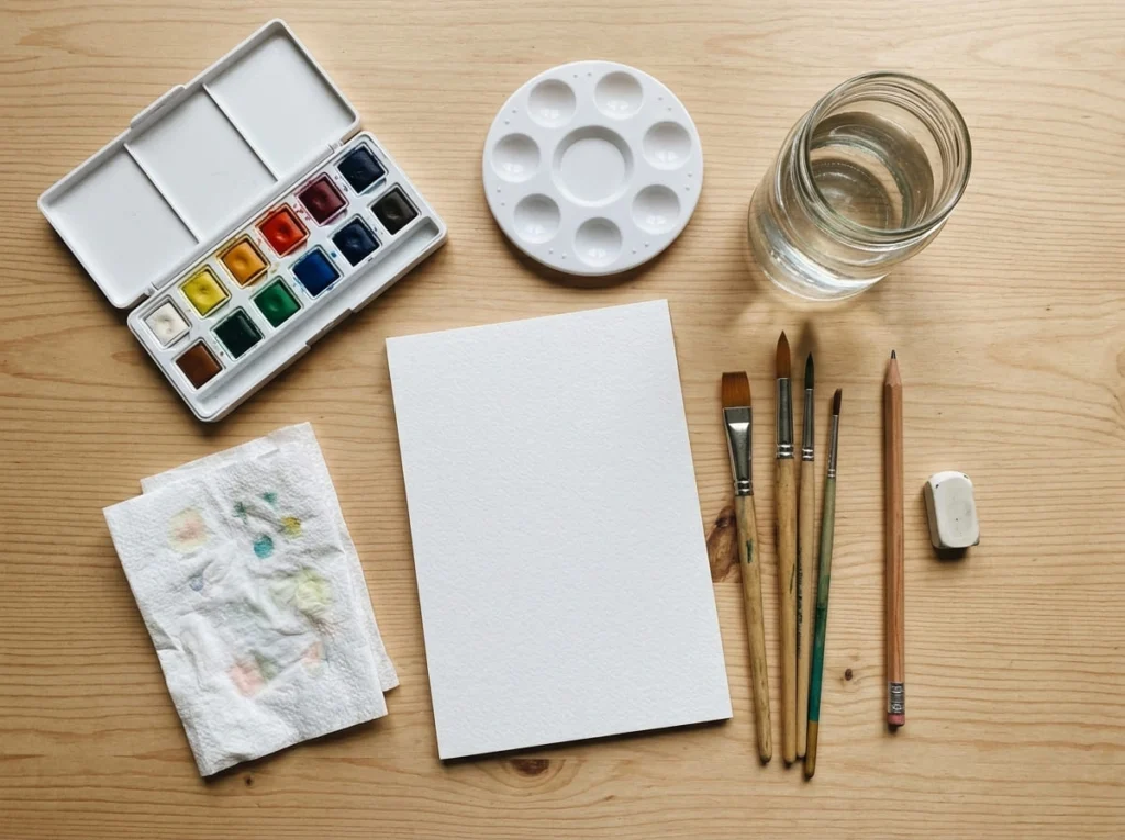 Basic watercolor painting supplies for beginners