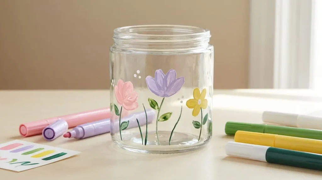 Acrylic paint pens on glass