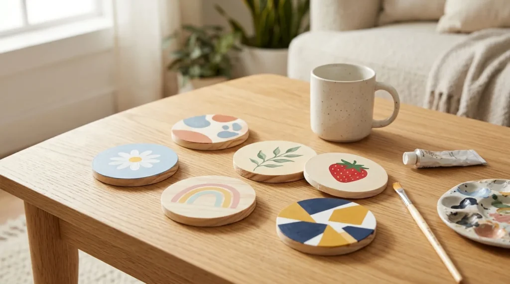 diy painted coasters with acrylic paint